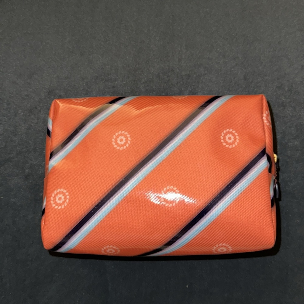 Jack Rogers orange and blue cosmetic toiletry bag